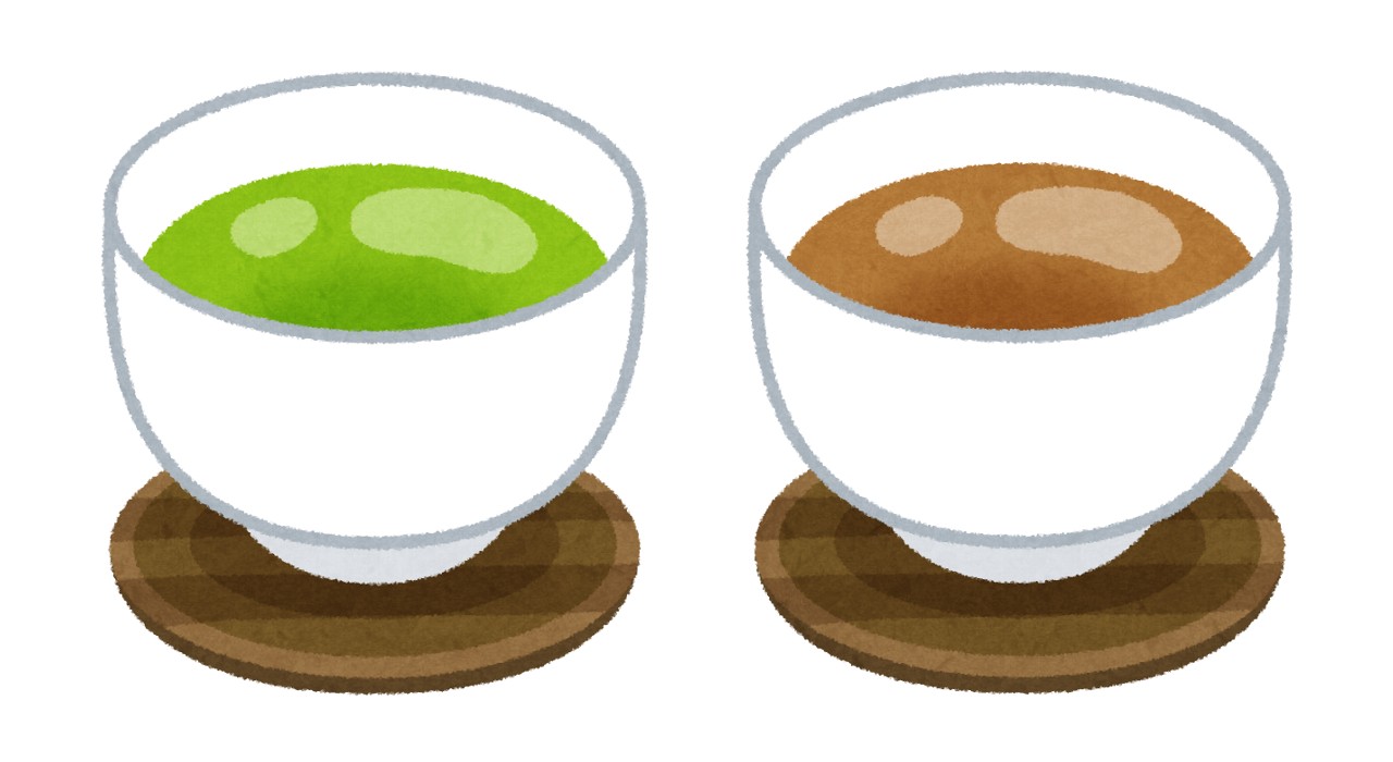 緑色と茶色のお茶